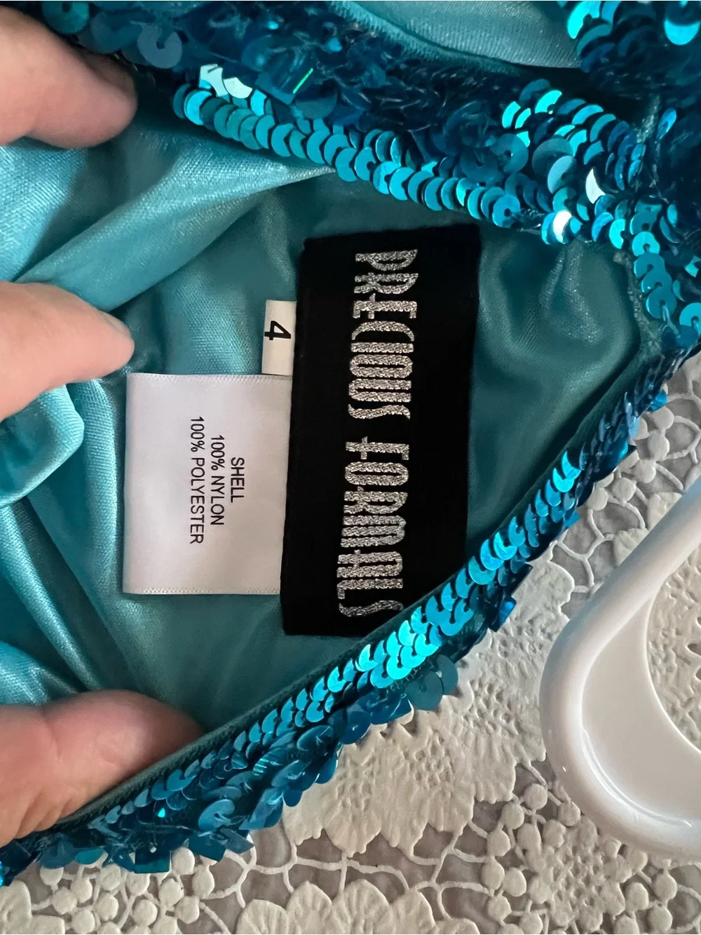 Precious Formals Sparkling Teal Sequin Halter Dress for Women